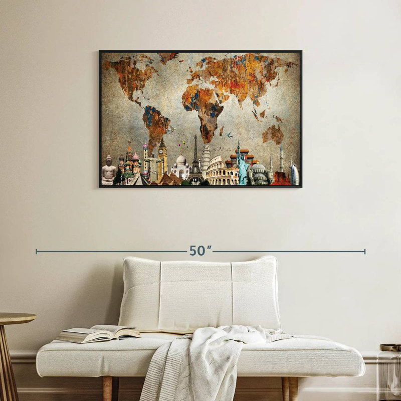 Aliaz Rusty World Map, 25" H x 37" W