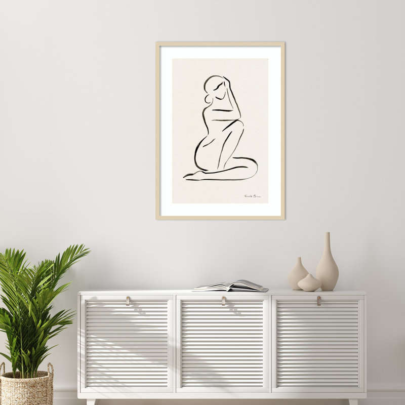«Nude Lady Line Dessin I», reproduction d'art encadrée, H 41 po x l 30 po