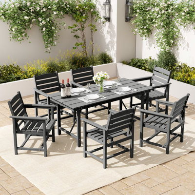 6-Person Outdoor HDPE Dining Table and Chair Set