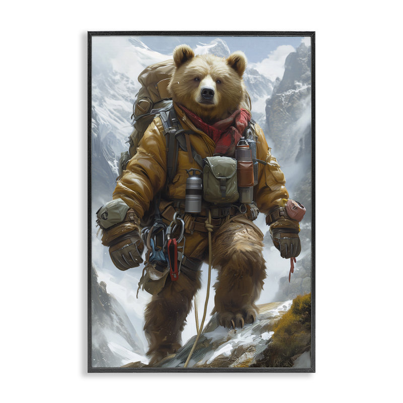 Art de la giclée de montagne randonnée par Ray Heere, H 30 po x l 20 po, Giclée encadrée noir minuit