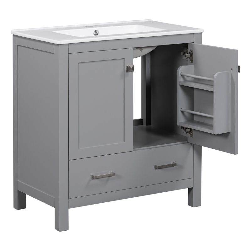 60" Bathroom Vanity Set with Double Vanities, Silver, Gray