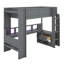 Lit mezzanine avec bureau et station de charge Lit mezzanine en bois massif avec tablettes de rangement et DEL-192097402