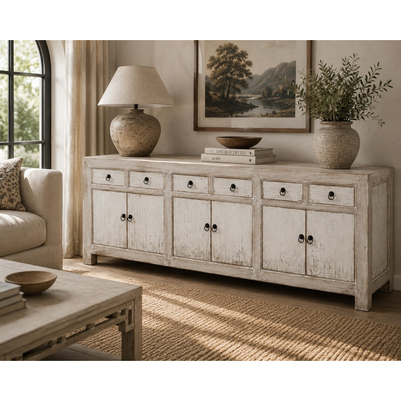Shandong Ming 90.55'' Solid Wood Sideboard