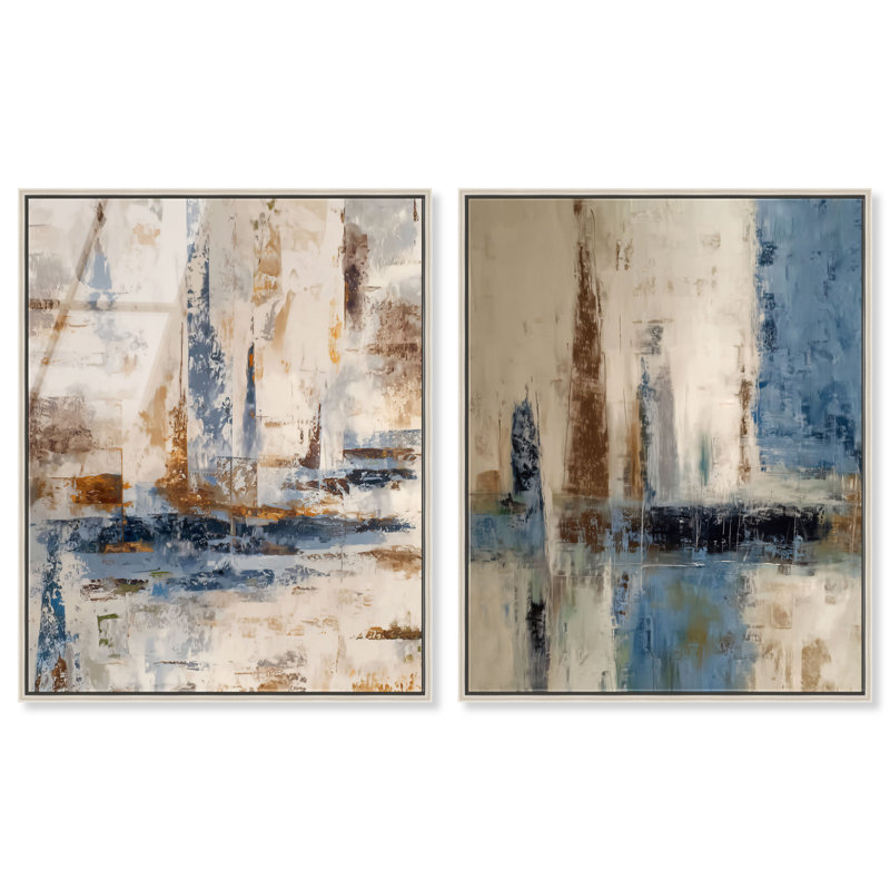 «Layers of Time», ensemble de reproductions d'art encadrées par Art Remedy, cadre argenté, 36 x 45, H 46 po x l 37 po