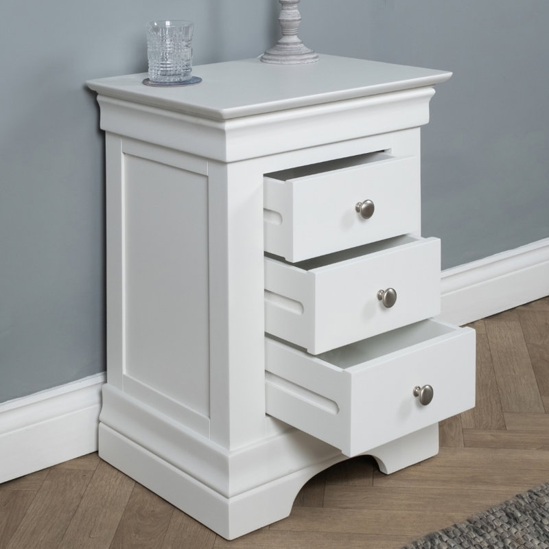 Alliber 50cm W Solid Wood Bedside Table, White
