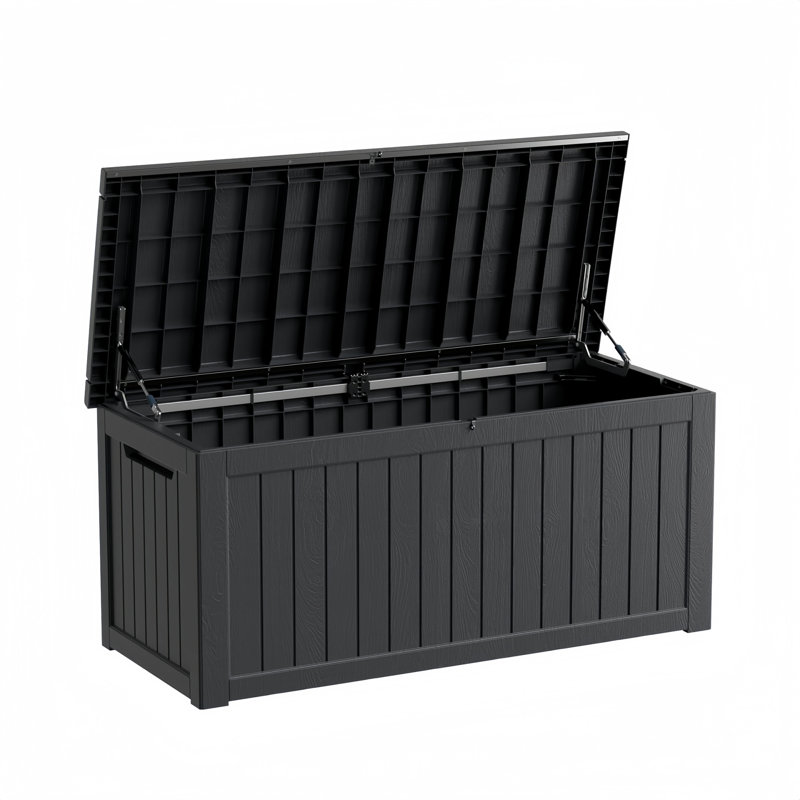 Yardgrace 270 Gallons Water Resistant Resin Lockable Deck Box, Black