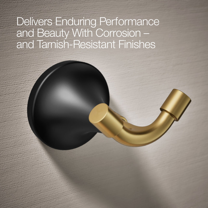 Tone Wall Mounted Robe Hook, Matte Black w/Moderne Brass