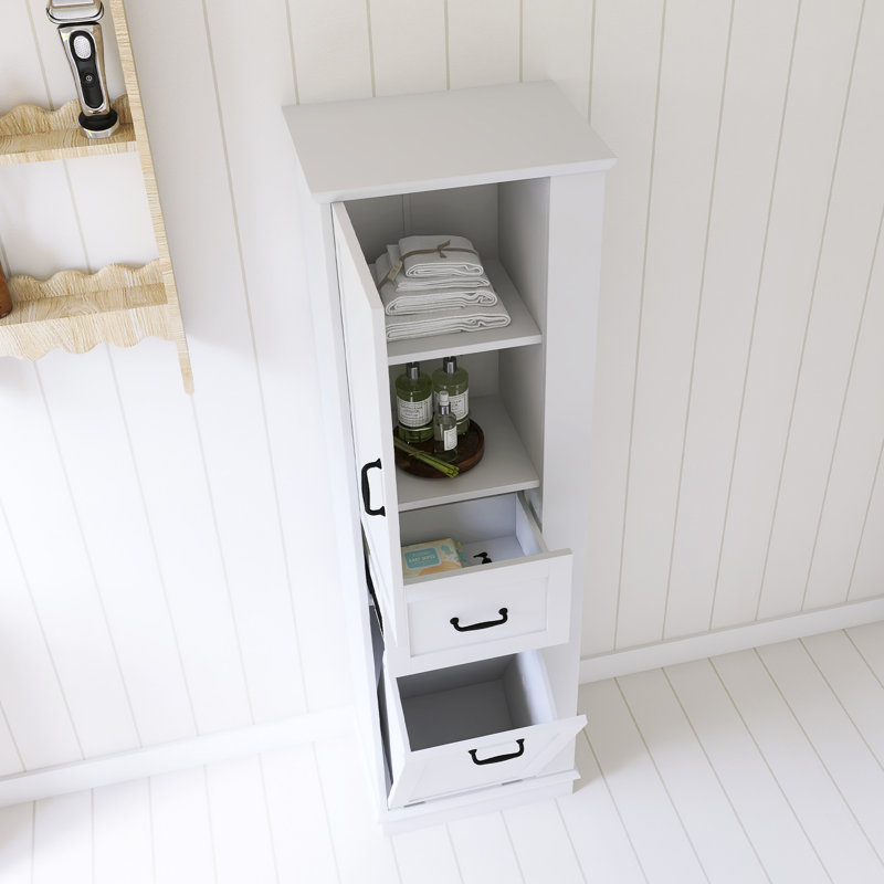68" Tall Bathroom Storage Cabinet With Adjustable Shelves, White