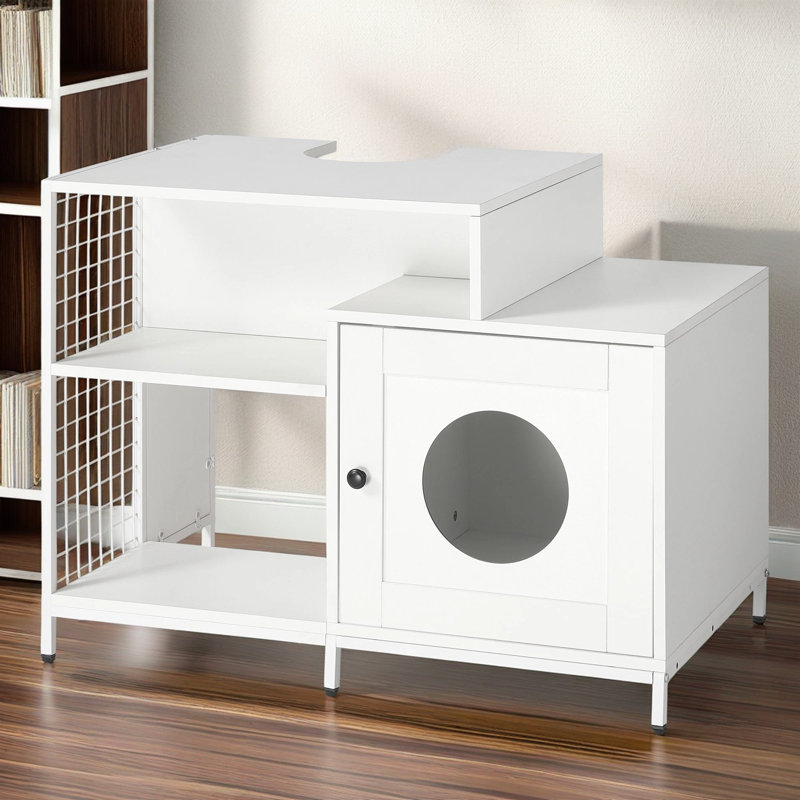 Bathroom Cat Litter Box Hideaway with Divider