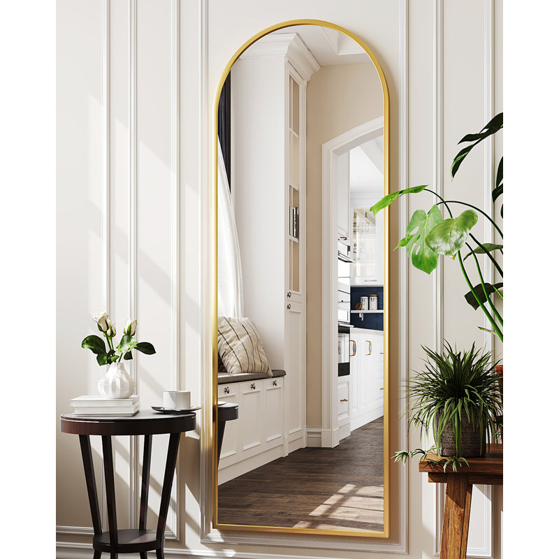 Miroir surdimensionné arqué en métal surdimensionné, 59 po x 16 po, Doré