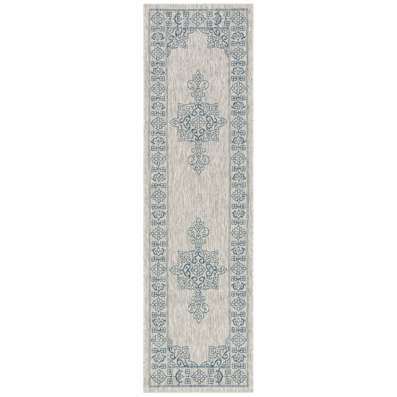 Arneshia Southwestern Aqua Indoor/Outdoor Area Rug, Runner 2'3" x 12'