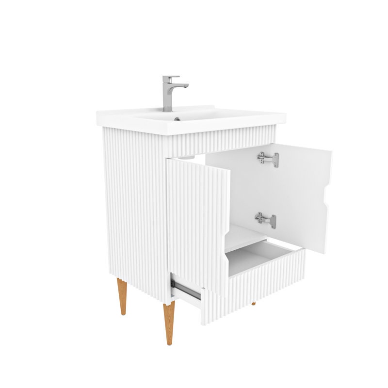 Sahra Single Bathroom Vanity with Ceramic Basin, White, 60cm