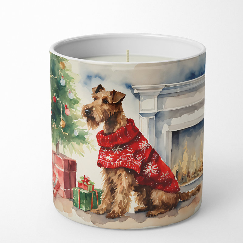 Bougie parfumée en forme de sapin de Noël avec support en céramique et arbre de Noël 