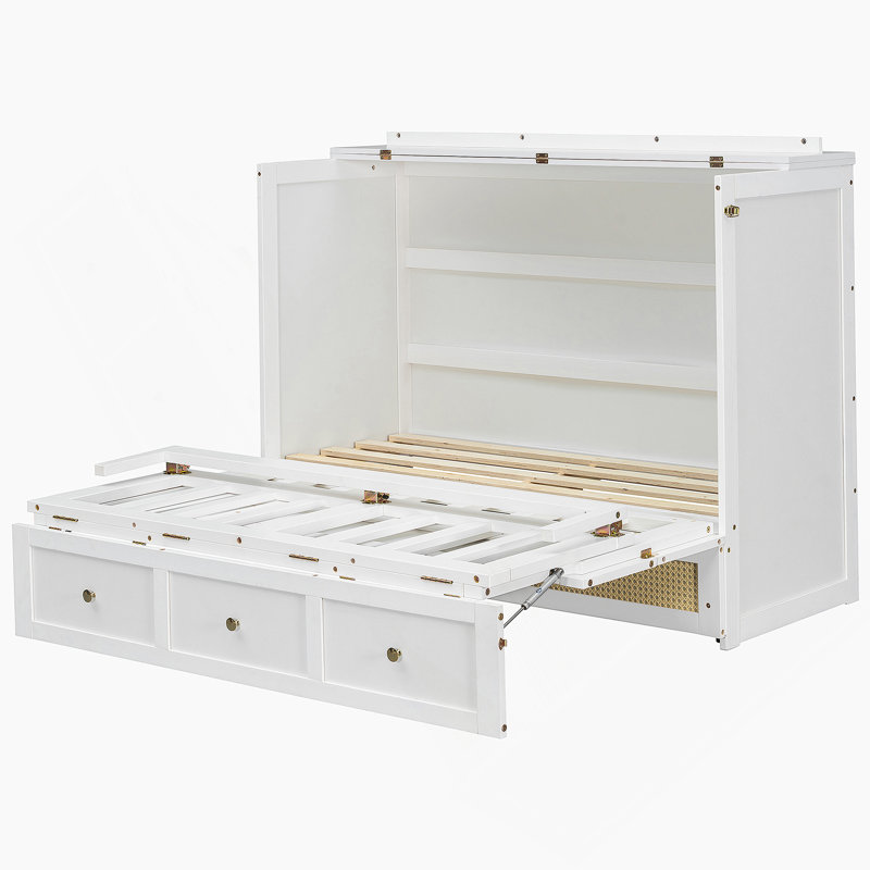 Lit escamotable avec grands tiroirs de rangement Murphy, Blanc