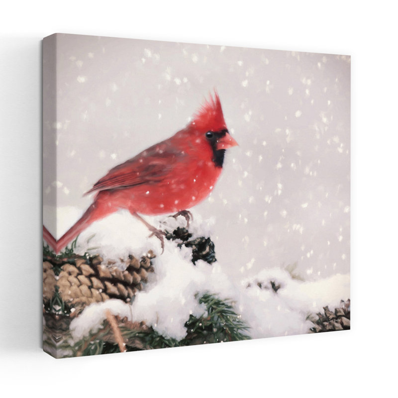 Contemporary Winter Cardinal Ii With Photography Christmas Art, 18" H x 18" W