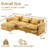  Chifley Yellow Chenille Modular Couch L Shaped Sectional Sofa with Ottoman, Reversible.-118761491