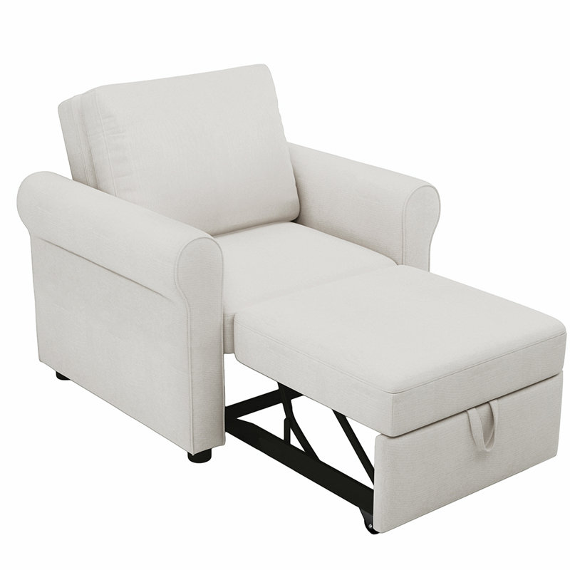Mirco Upholstered Accent Chair, White Linen Blend