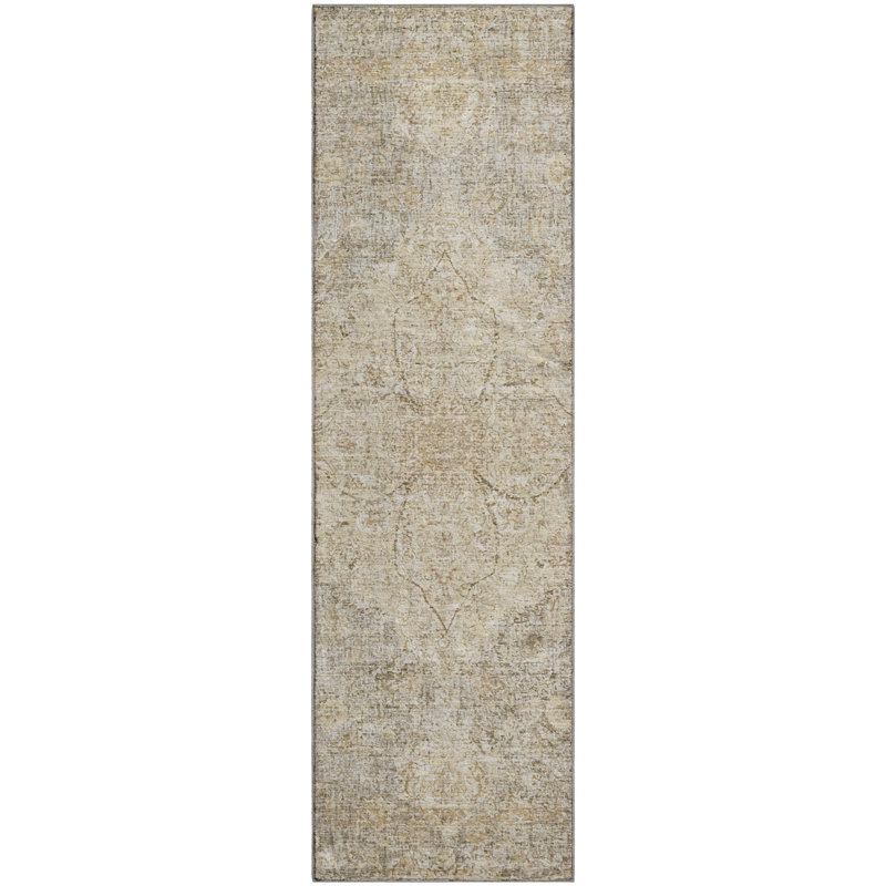 Premium Machine Washable Mayfield AMF2136 global Rug, 2'3" x 7'6" Runner, Beige
