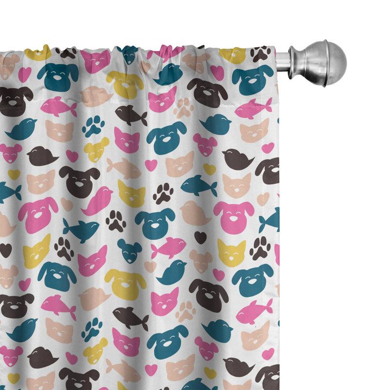 Colorful Animal Print Light Filtering Rod Pocket Curtains