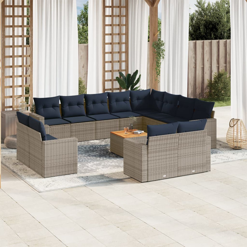 Ensemble de canapé de patio avec coussins 13 pièces Vidaxl