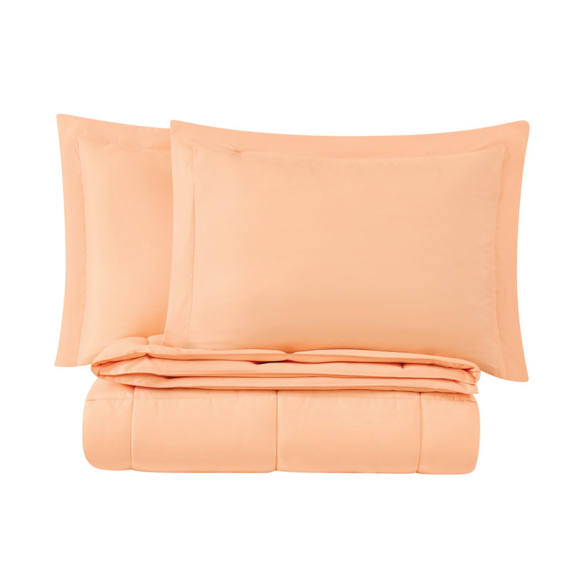 Everyday Polyester Baffle Box Stitch Comforter, Twin XL Comforter + 1 Standard Sham, Pink