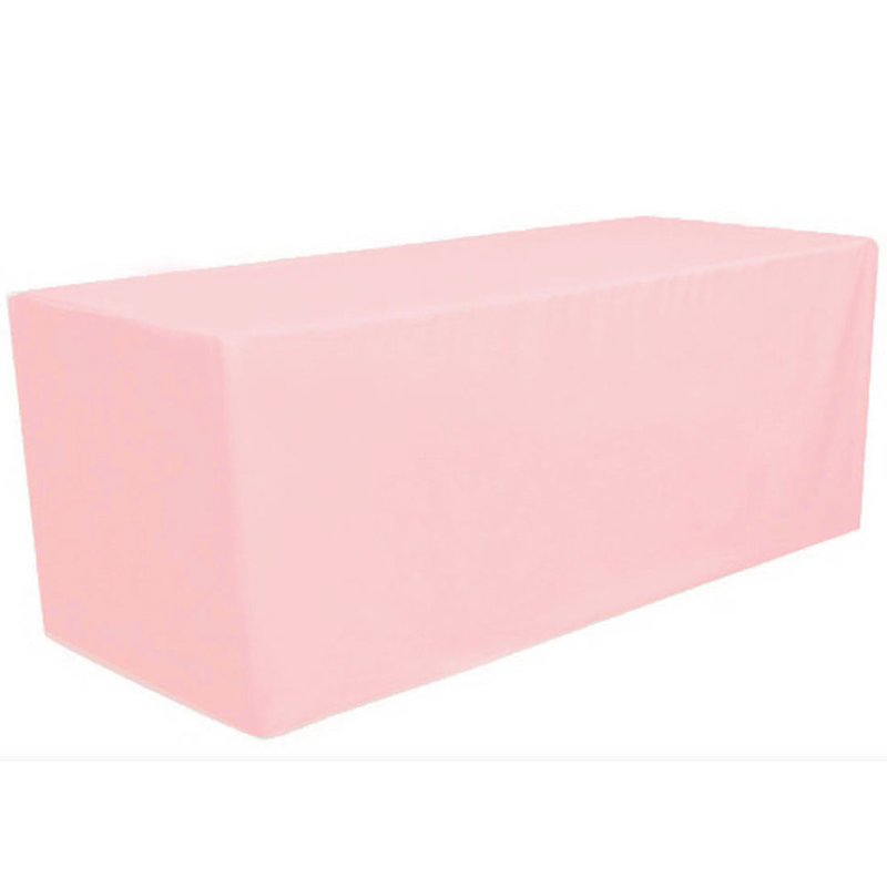 4Ft, 6Ft, 8Ft Fitted Tablecloth Polyester Rectangular Table Cover For Dining Wedding Banquet Party, Pink, 72" x 30"