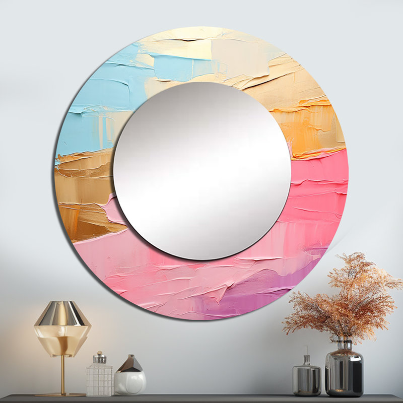 Minimalisme, chasse arc-en-ciel I - miroir mural décoratif arc-en-ciel, grand miroir rond traditionnel, impression d'art en métal