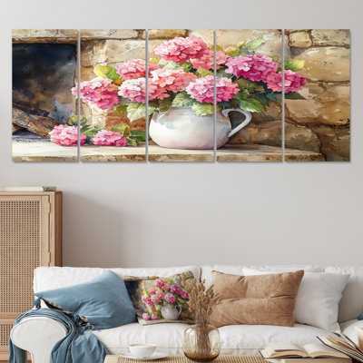 Ferme hortensias près du foyer - décoration murale hydrangées - art mural traditionnel