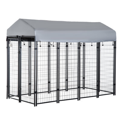 Enclos d'exercice pour chien 8 'x 4' 6 '- accès verrouillable, couverture d'eau, pour porte de course pour chiens de taille moyenne / grande, auvent, de taille moyenne à grande