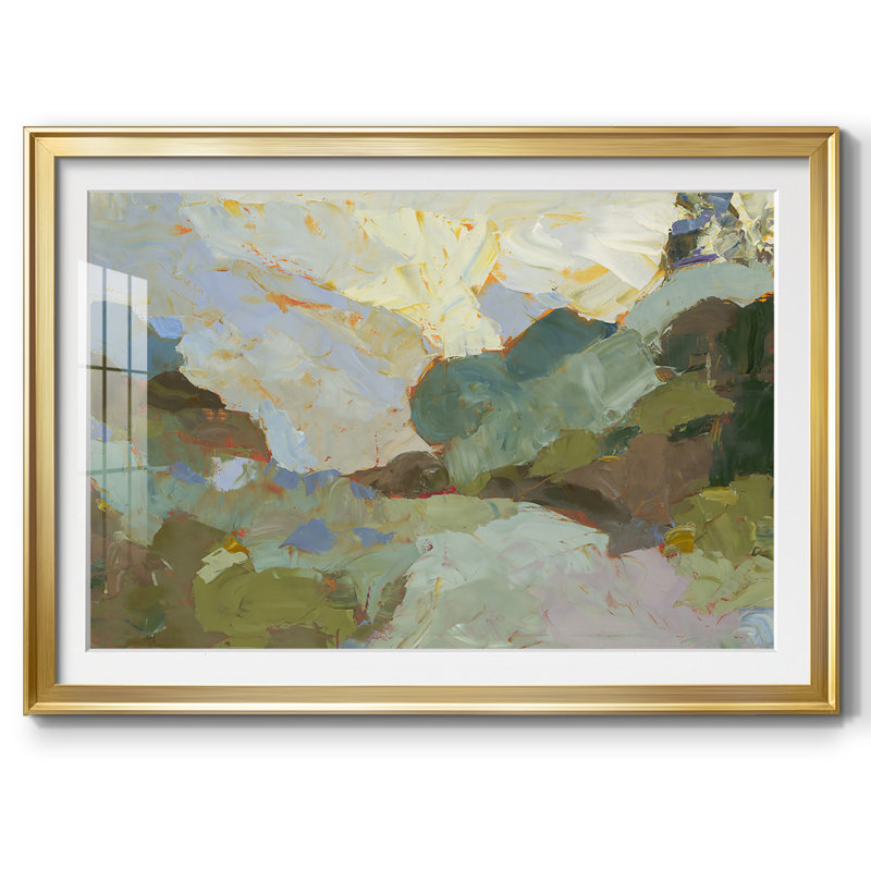 Impression sur cadre encadré avec verre biseauté mat et verre, Or, H 15 po x l 21 po x P 1,5 po