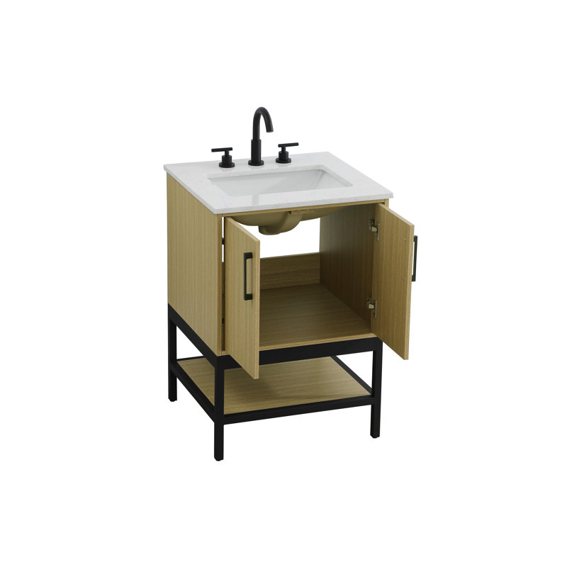 Meuble-lavabo simple 24 po, Brun miel
