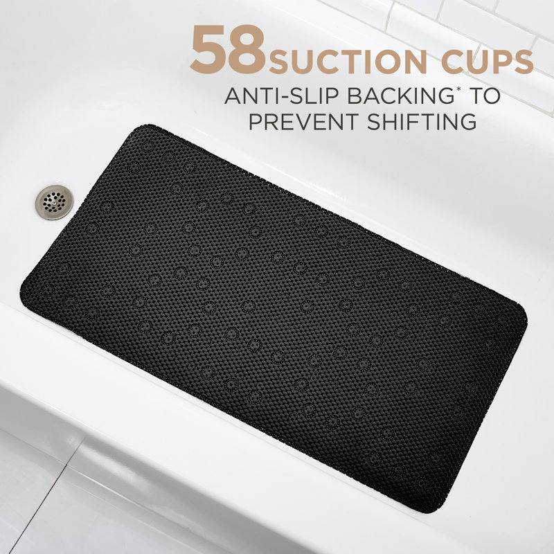  Extra Long Cushioned Bath Mat in Black, Black