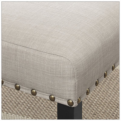 Stylish Nailhead Trim Dining Chairs With Premium Fabric Upholstery, A Set Of 2 For A Sophisticated Dining Experience.