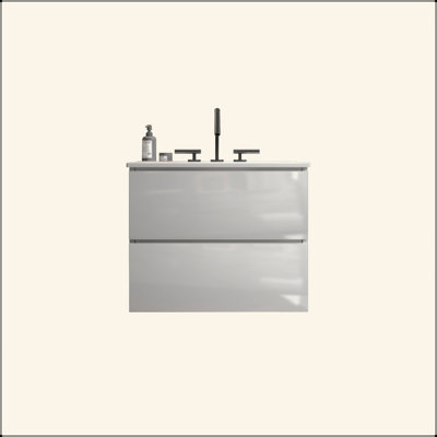 Meuble-lavabo mural avec lavabo en céramique avec trois trous de robinet, grand meuble-lavabo flottant pour salle de bain, lavabo une pièce sans drain, pré-assemblé
