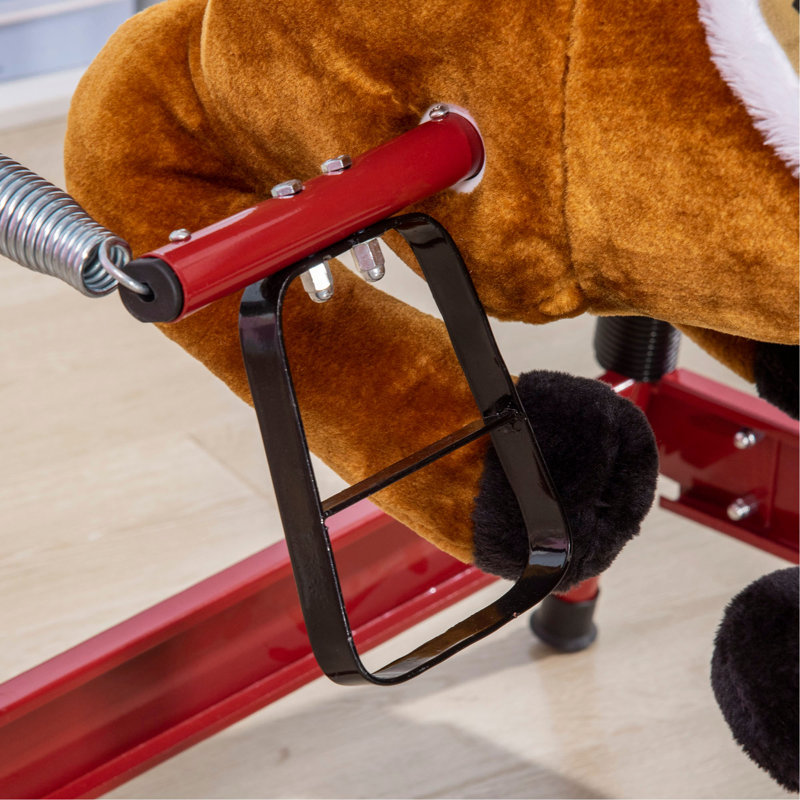 Cheval à bascule pour enfants, cheval à monter pour les filles et les garçons avec des sons d'animaux, cheval en peluche avec sensation douce, jouet interactif pour les enfants