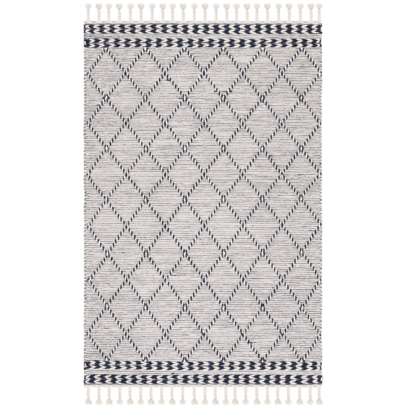 Dessiree Hand Woven Wool And Cotton Geometric Rug, Rectangle 5' x 8'