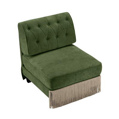 Chaise modulaire sans accoudoirs modulaire en velours - vert, configuration centrale ou d'extrémité