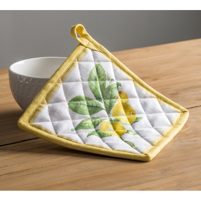 Gant de cuisine + manique 100 % coton Maison d'Hermine Limoncello - 7,5 po x 13 po et 8 po x 8 po