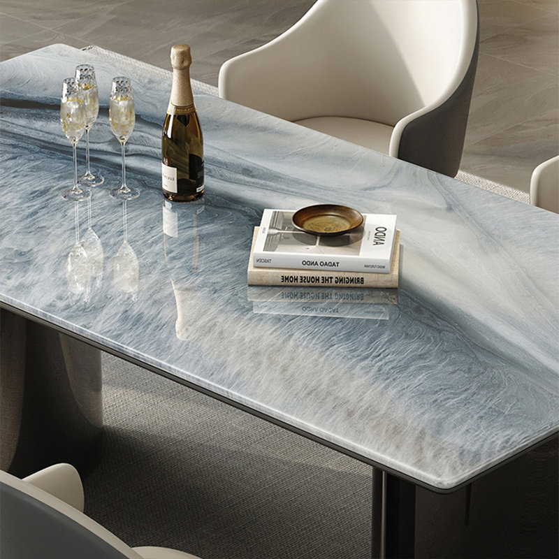 Blue Rectangular microlite stone Dining Table For Dining Room/Kitchen, 29.53"H x 62.99"L x 31.5"W