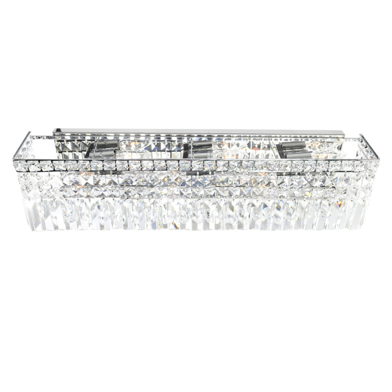 Applique murale de salle de bain chromée 26 po pour salle de bain, applique en cristal 6 lumières avec culot E12 - Compatible avec DEL, certifié BACL