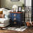 19" Blue Vintage Farmhouse Nightstand, 3 Drawers End Table with Gourd Legs & Floral Knobs, Almost Fully Assembled Bedside Accent Table-136628566