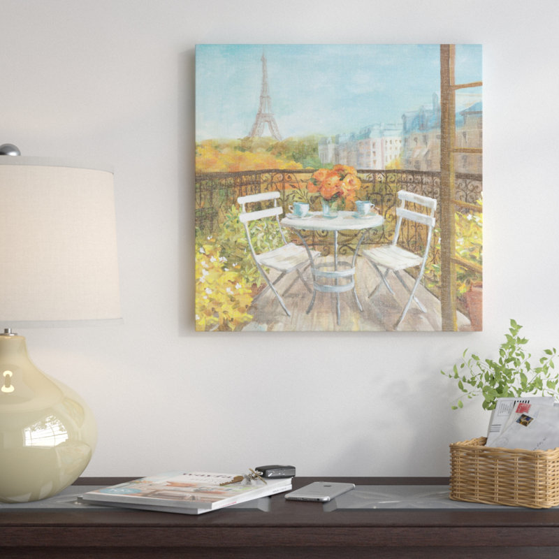 "Sept mois à Paris", reproduction d'art sur toile tendue, H 18 po x l 18 po x P 1,5 po, Toile avec cadre noir, Pas de tapis