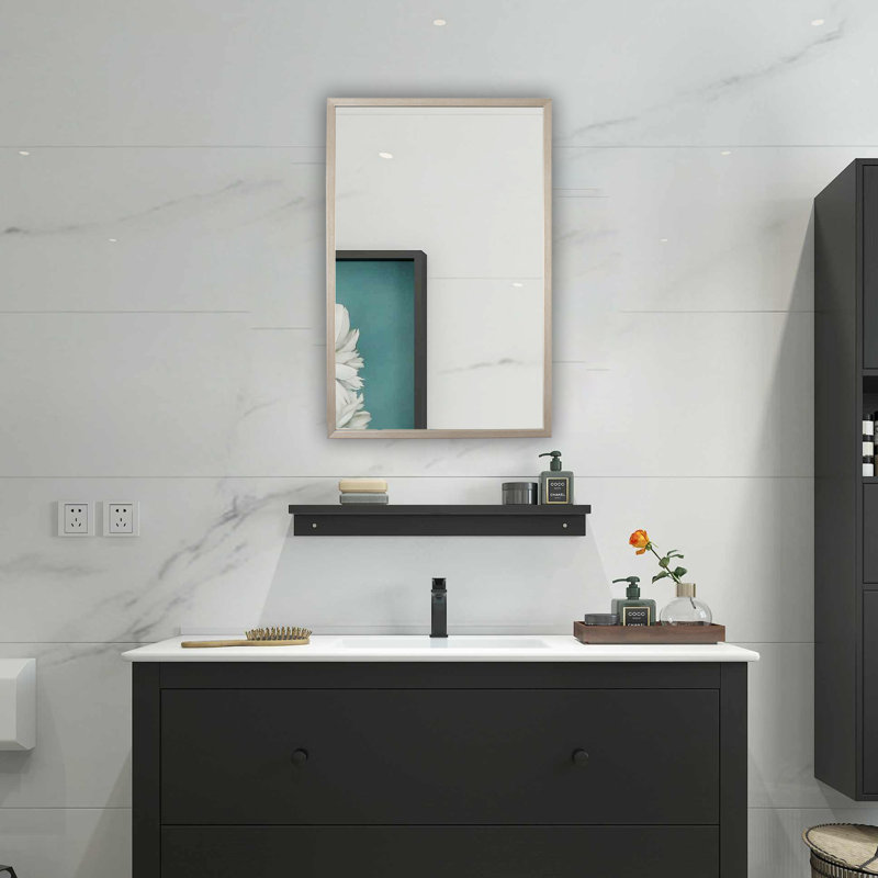Miroir de salle de bain Este, 32,7 po x 21,7 po, Argent
