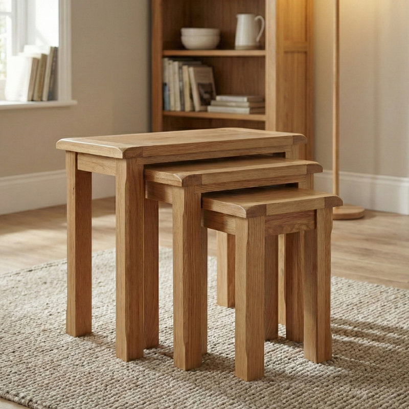 Racquel Solid Wood Nesting Tables, Oak
