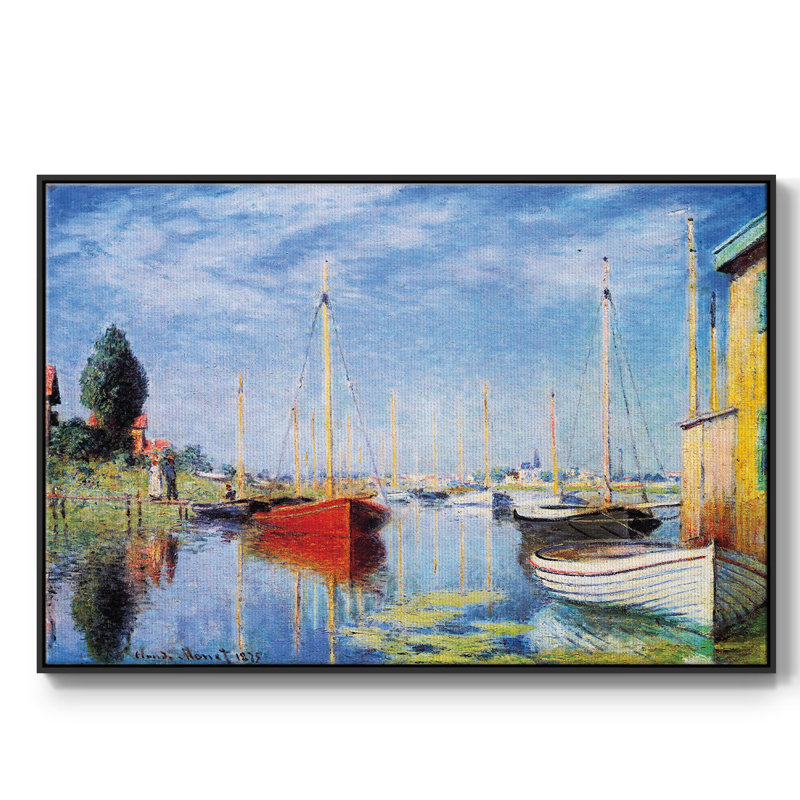 Impression sur toile, "Pleasure bateaux at Argenteuil" par Claude Monet, Noir, H 25 po x l 37 po x P 2 po