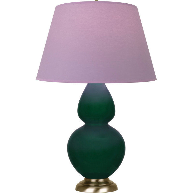 Lampe de table double gourde en céramique, Lavande / prune, Jungle glacé / laiton, Laiton