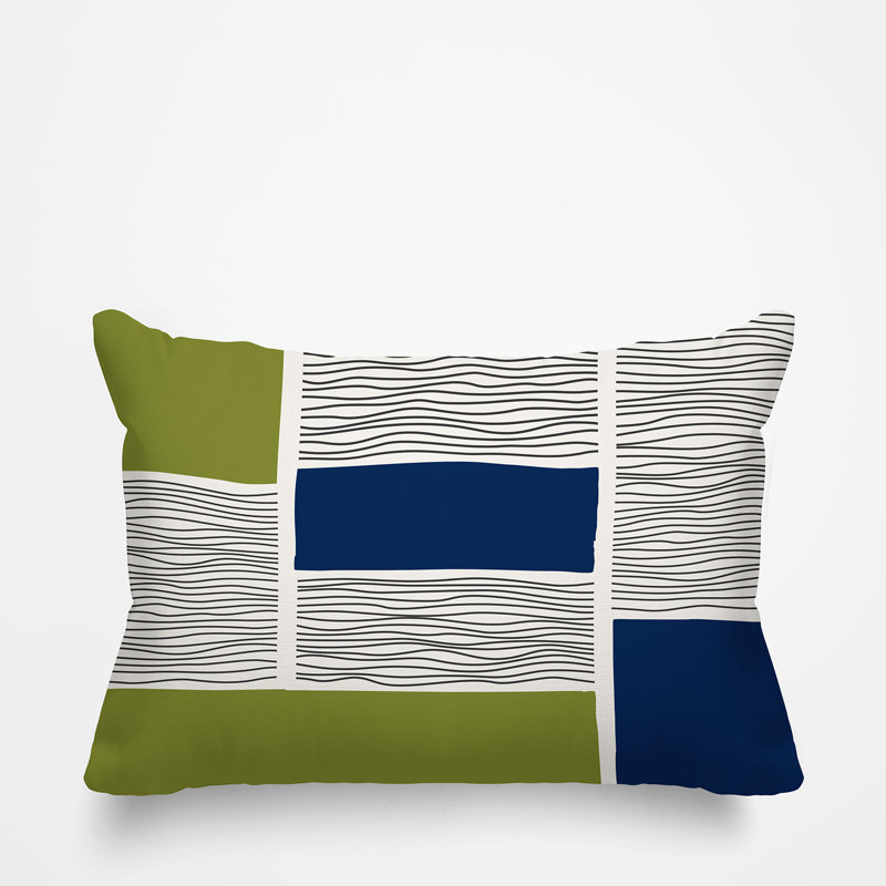 Coussin intérieur / extérieur Rapu, Chartreuse / bleu marine