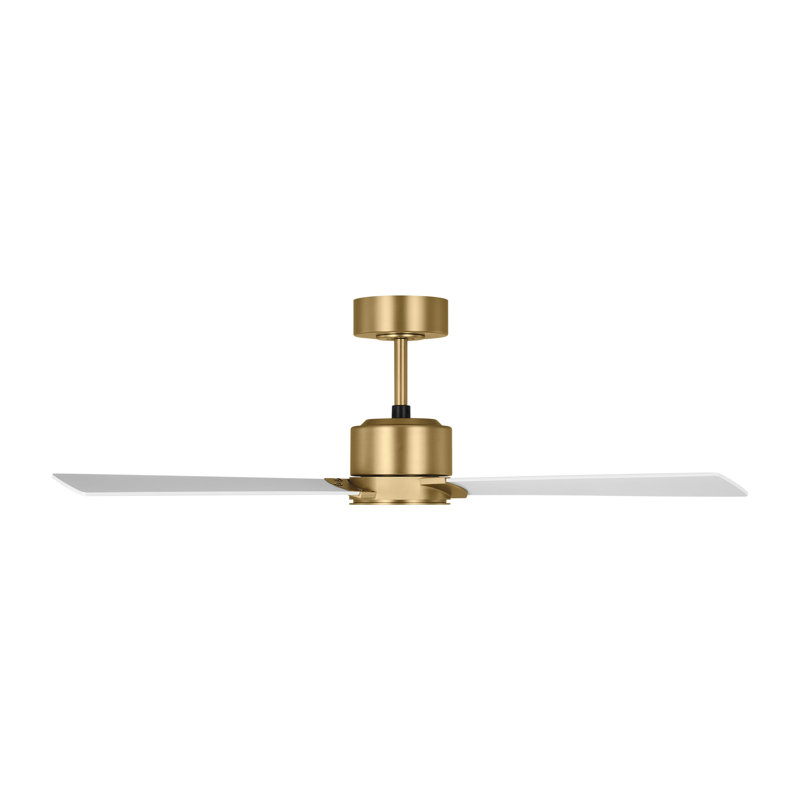 Rozzen Downrod Ceiling Fan, Matte White, 44", Burnished White