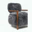 Faux Fur Accent Chair, Dark Walnut Wood Arms & Tight Back-378409439