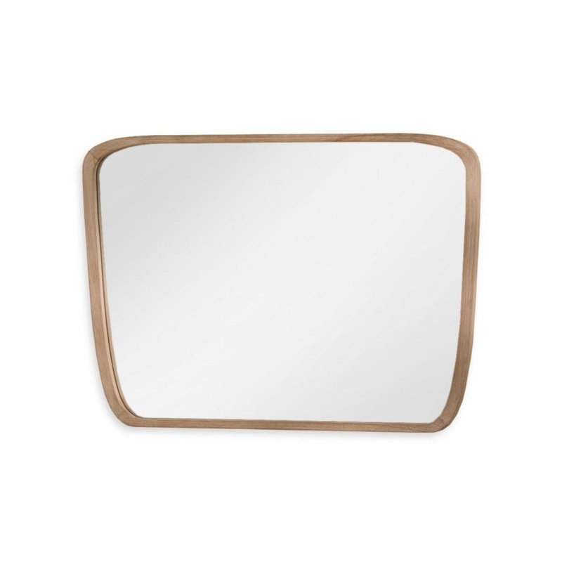 Solid Wood Rectangle Mirror, Whitewash, Large